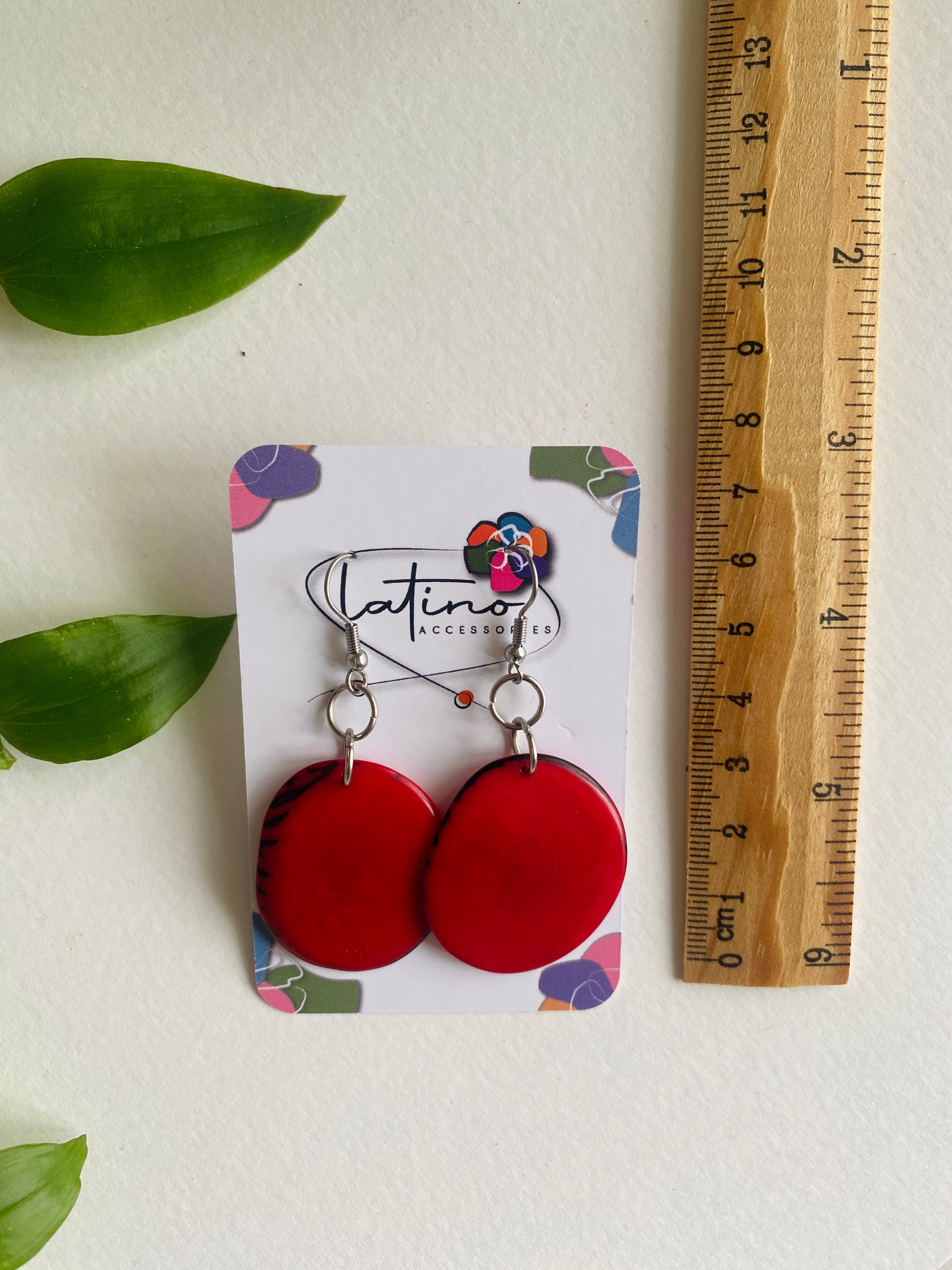 Tagua Earring - Red